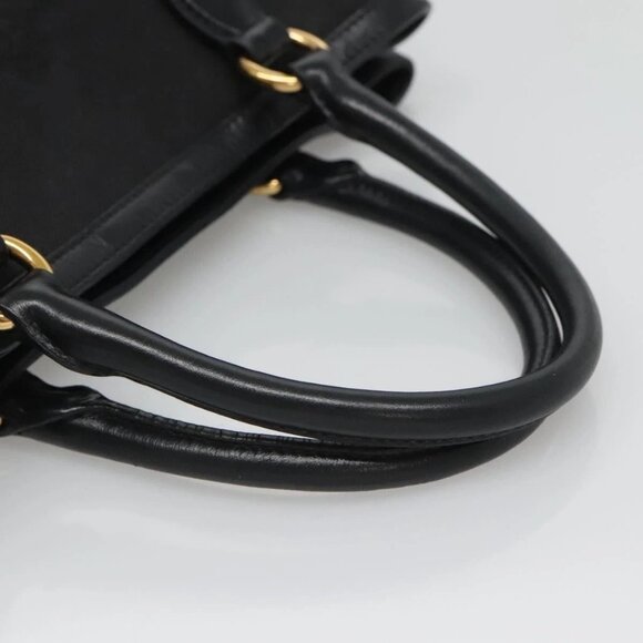 PRADA Hand Bag Canvas 2way Black Gold Auth - Picture 6 of 16